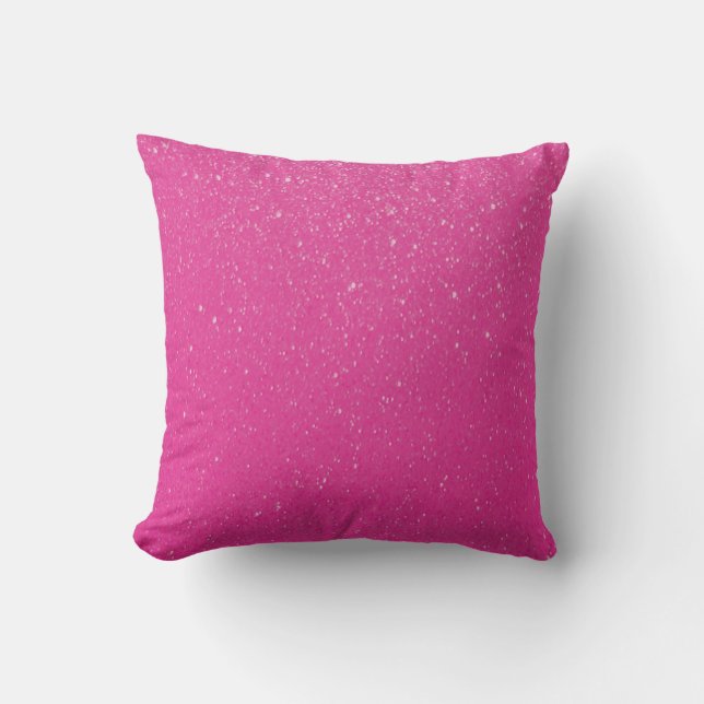 Bright Pink Glittery Print Throw Pillow (Front)