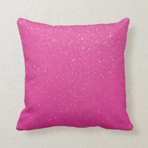 Bright Pink Glittery Print Throw Pillow