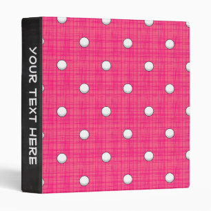 Bright Pink Golf Ball Pattern 3 Ring Binder