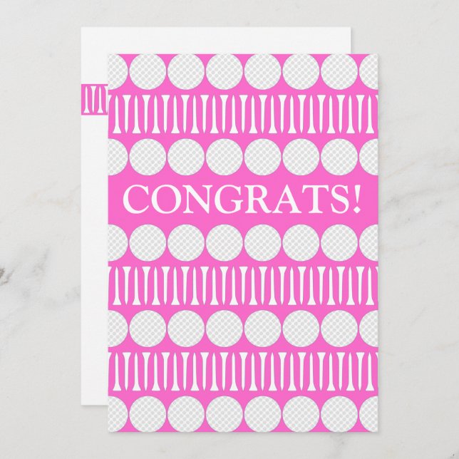 Bright Pink Golfer's Customized Greeting Card  (Front/Back)