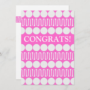 Bright Pink Golfer's Customized Greeting Card