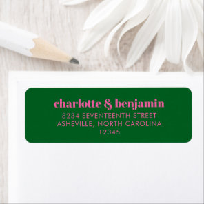 Bright Pink Green Couple Family Return Address Label