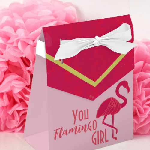 Bright Pink Green Flamingo Birthday  Favor Boxes