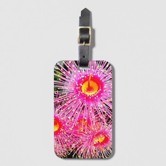 Bright Pink Gum Nut Flower Luggage Tag (Front Vertical)