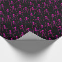 Bright Pink Happy Dancing Skeletons Horror Pattern Wrapping Paper
