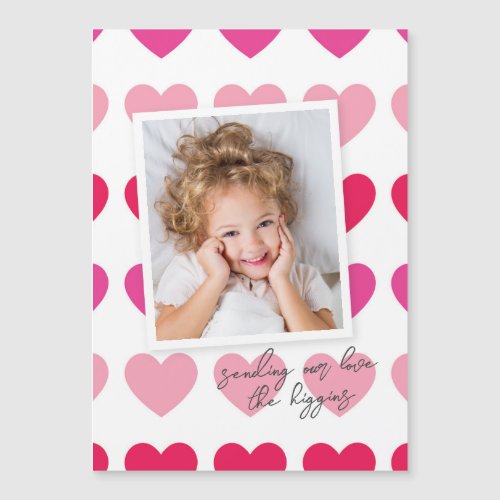 Bright Pink Hearts Photo Valentines Day Card