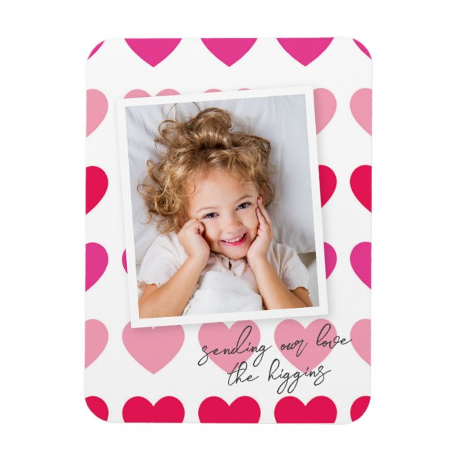 Bright Pink Hearts Photo Valentine's Day Holiday C Magnet (Vertical)