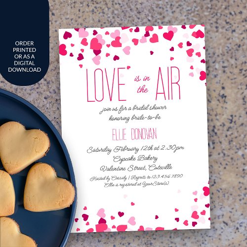 Bright Pink Hearts Sweet Valentine Bridal Shower Invitation