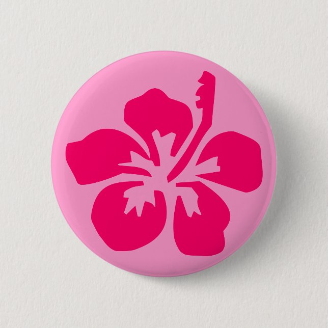Bright Pink Hibiscus Button (Front)