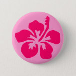 Bright Pink Hibiscus Button at Zazzle