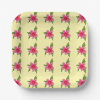 Bright Pink Hibiscus flower party plates
