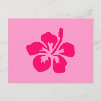 Bright Pink Hibiscus Postcard by pinkgifts4you at Zazzle