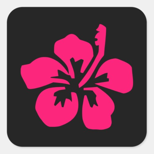 Bright Pink Hibiscus Square Sticker