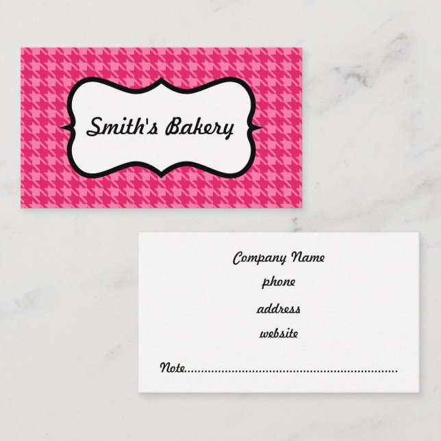 Bright Pink Houndstooth Business Card (Front/Back)