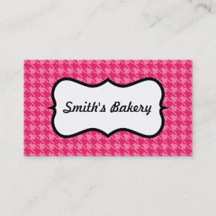 Bright Pink Houndstooth Business Card