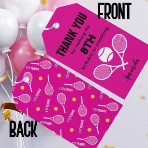 Bright pink I love tennis Gift Tags
