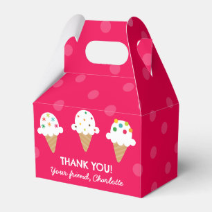 Bright Pink Ice Cream Cone Birthday Party Favor Boxes