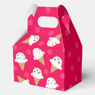 Bright Pink Ice Cream Cone Birthday Party Favor Boxes