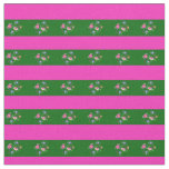 Bright pink, Island green, folk flower stripe Fabric