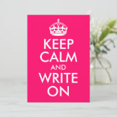 Bright Pink Keep Calm and Write On (Standing Front)