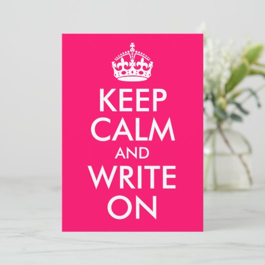 Bright Pink Keep Calm and Write On (Standing Front)