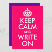 Bright Pink Keep Calm and Write On (Front/Back)