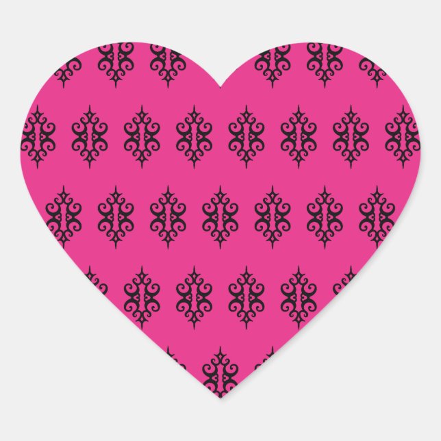 Bright Pink Lace Heart Stickers (Front)