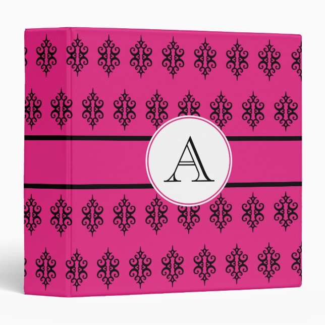 Bright Pink Lace Monogram Binder (Front/Spine)