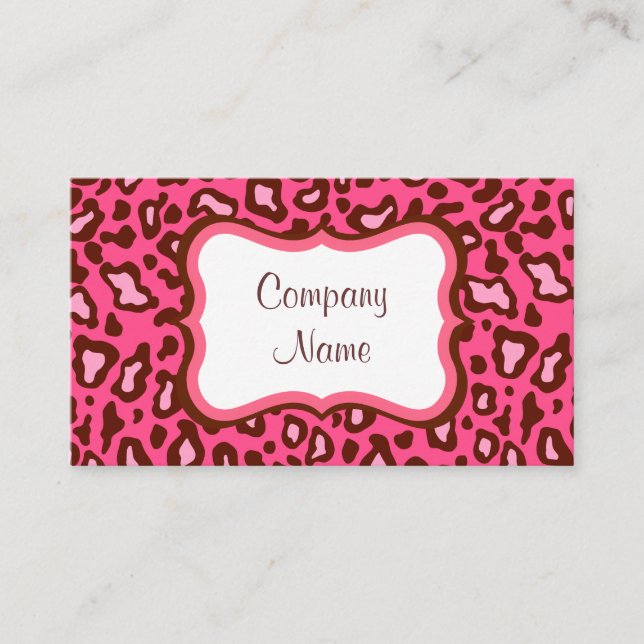 Bright Pink Leopard Business Card (Front)