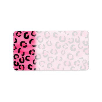 Bright Pink Leopard Print Pattern. Label by Graphics_By_Metarla at Zazzle