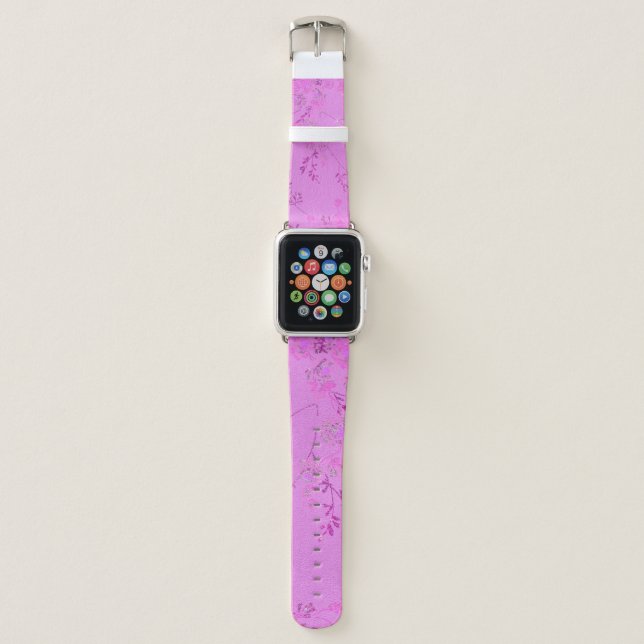 Bright Pink Lilac PATTERN APPLE CUSTOM Watch Band (Front)