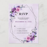 Bright Pink Lilac Purple Shades Flowers  RSVP Postcard