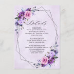 Bright Pink Lilac Purple Shades Flowers Wedding  Enclosure Card