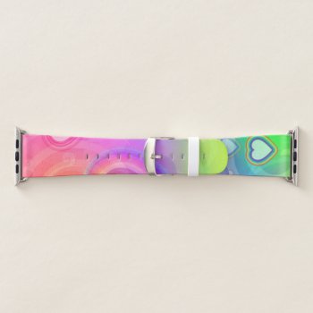 Bright Pink Lime Green Rainbow Apple Watch Band by TabbyGun at Zazzle