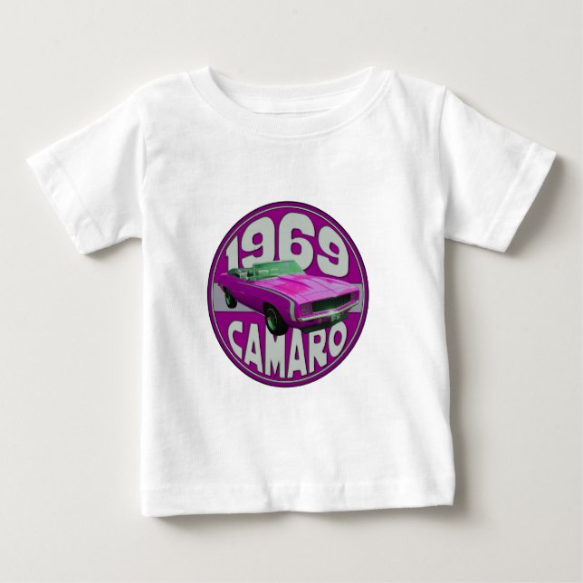 Bright Pink Line 1969 Camaro Baby T-Shirt (Front)