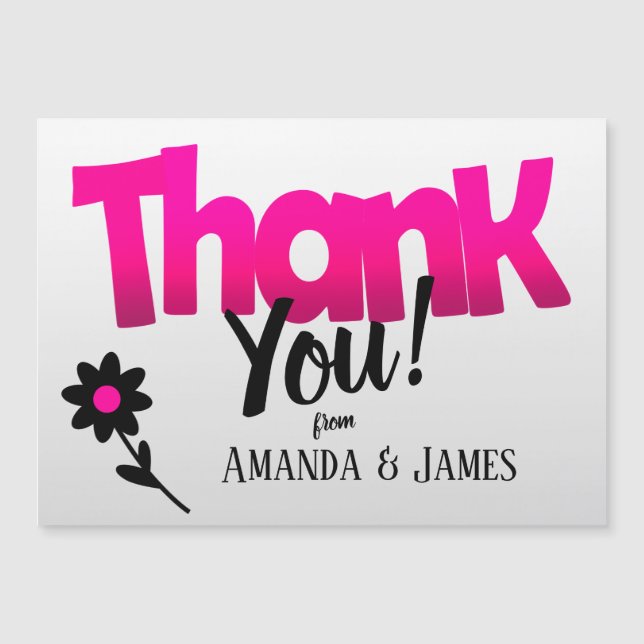 Bright Pink Logo with Clipart Flower – Thank You (Front)