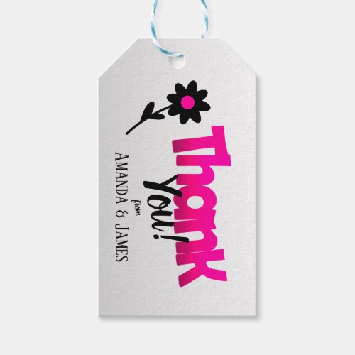 Bright Pink Logo with Clipart Flower  Thank You Gift Tags