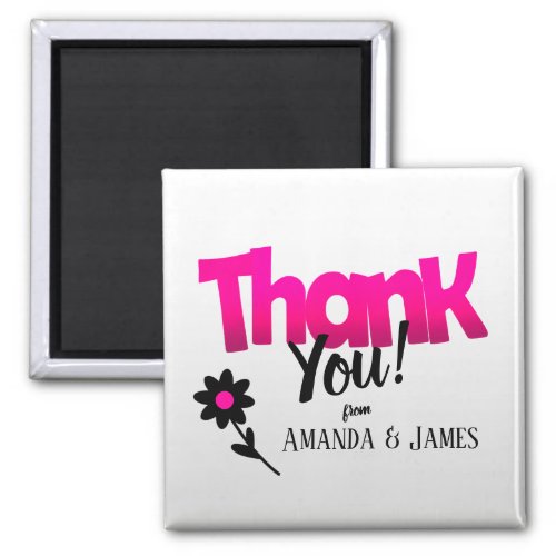 Bright Pink Logo with Clipart Flower  Thank You Magnet