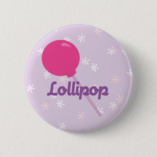 Bright Pink Lollipop Pinback Button (Front)