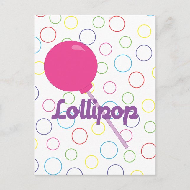 Bright Pink Lollipop Postcard (Front)