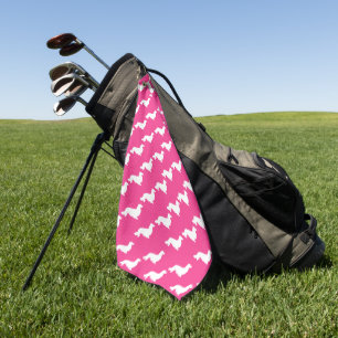 Bright Pink Long Dachshund Golf Towel