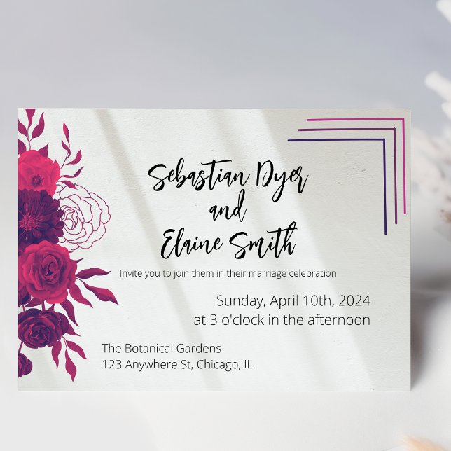 Bright Pink & Magenta Sunlight Floral Wedding Invitation (Creator Uploaded)