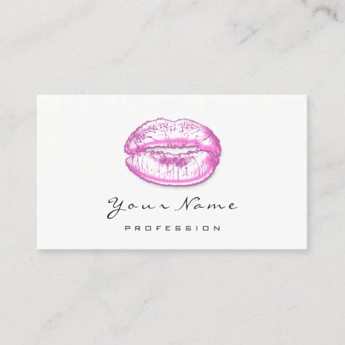 Bright Pink Makeup Artist Kiss Lips Beauty White Appointment Card