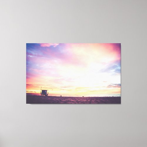Bright Pink Manhattan Beach Sunset 46x29 Canvas
