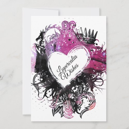 Bright Pink Marble Heart Lupercalia Valentines Holiday Card