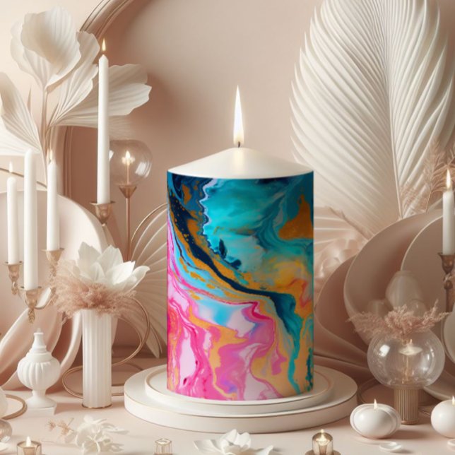 Bright Pink Marble Pillar Candle (Creator Uploaded)