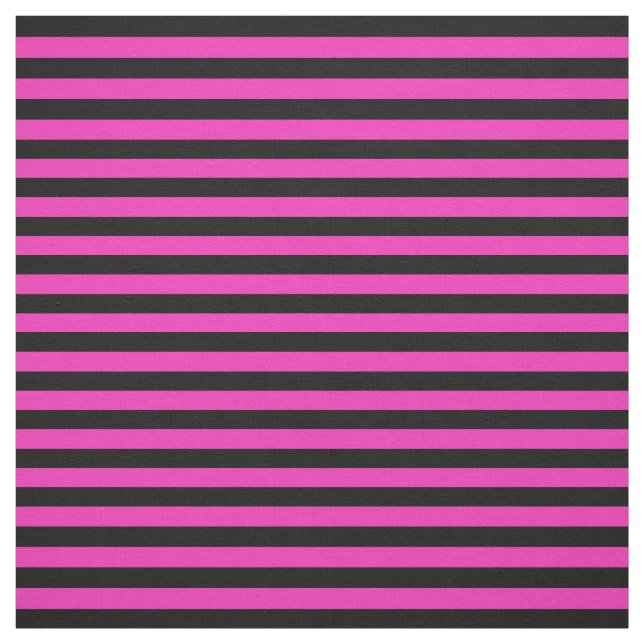 Bright pink, midnight black stipe, stripes fabric (Swatch)