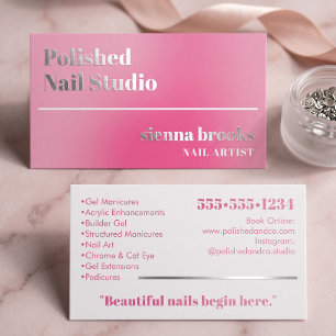 Bright Pink Minimalist Modern Elegant Typography Foil Business Cards