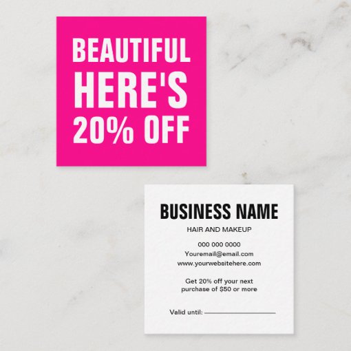 Bright pink minimalist trendy simple modern discount card Zazzle