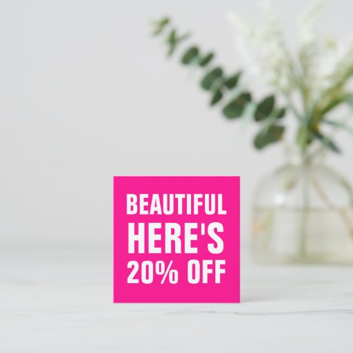 Bright pink minimalist trendy simple modern discount card Zazzle